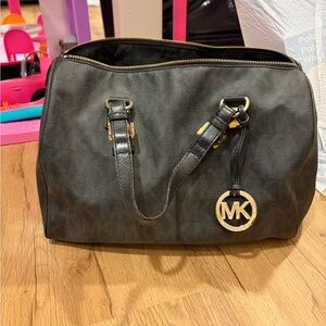 Michael Kors Charcoal Tote with Gold Accents